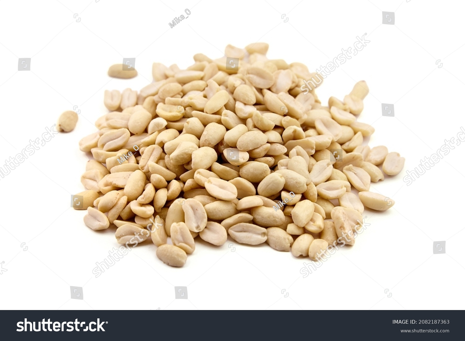 Raw blanched peanuts isolated on white background #2082187363