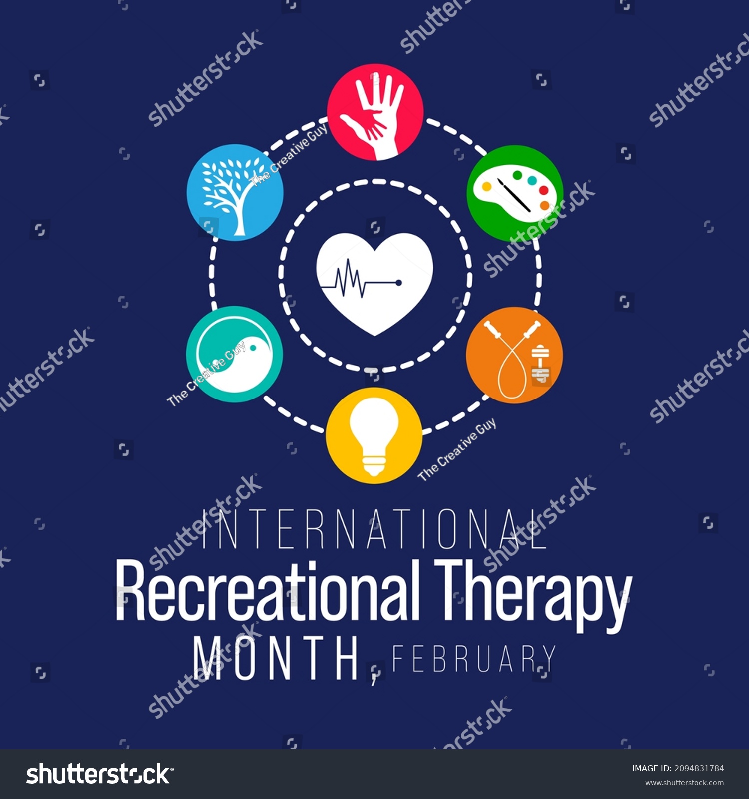 Therapeutic Recreation (TR) month is observed every year in February, Vector illustration #2094831784