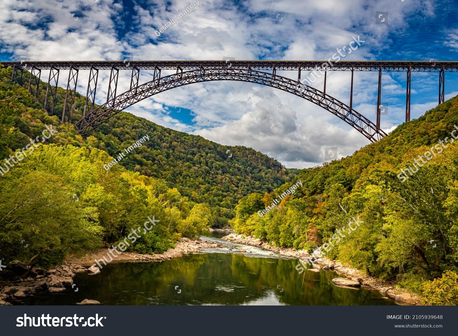 The New River Gorge Bridge at New River Gorge National Park and Preserve during the Autumn leaf color change near Fayetteville, West Virginia. #2105939648