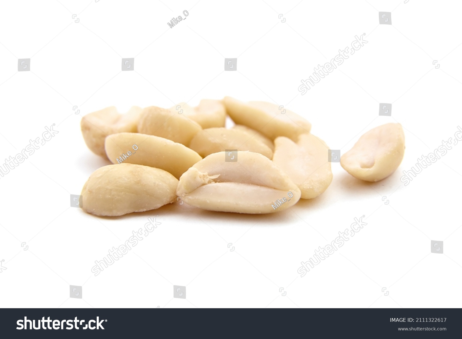 Raw blanched peanuts isolated on white background #2111322617
