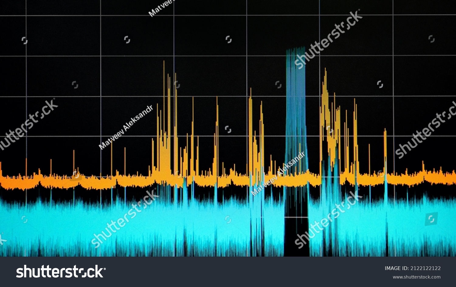 Electrical waveforms of the measured digital signal. Oscillogram of the output signal. Radio measurements of high frequency currents. #2122122122