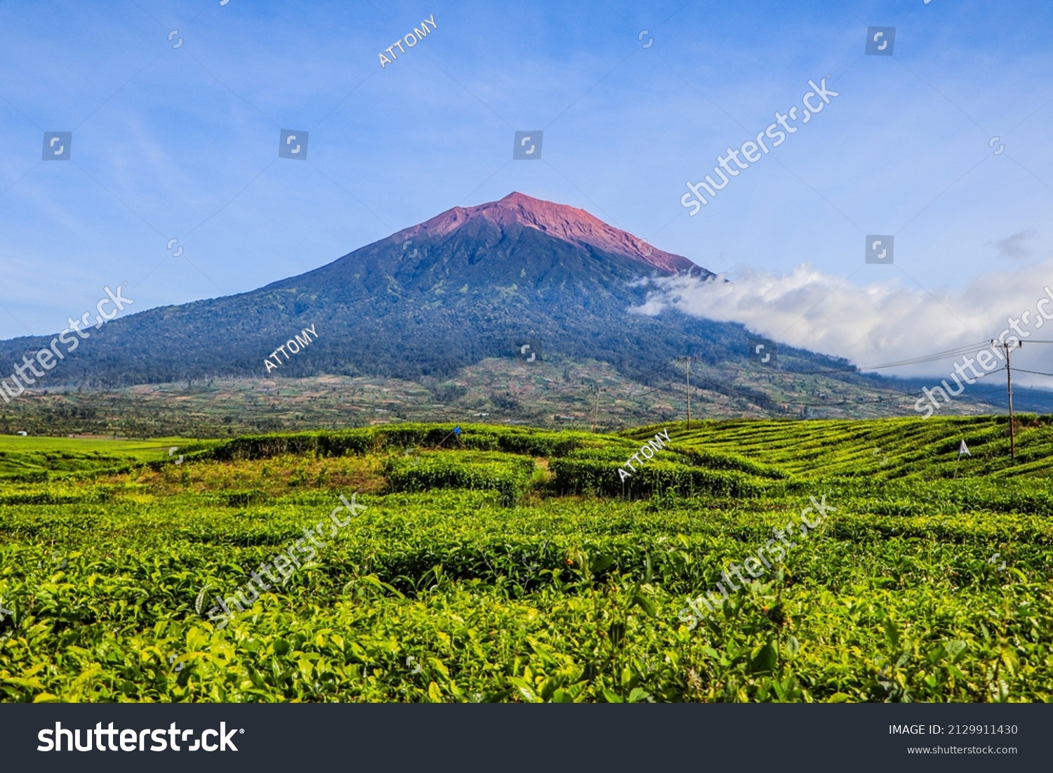 Mount Kerinci is the highest mountain in Sumatra and the highest volcano in Indonesia with an altitude of 3805 masl in the Kerinci Seblat National Park area. Kayu Aro, Kerinci, Jambi, Indonesia, Asia. #2129911430