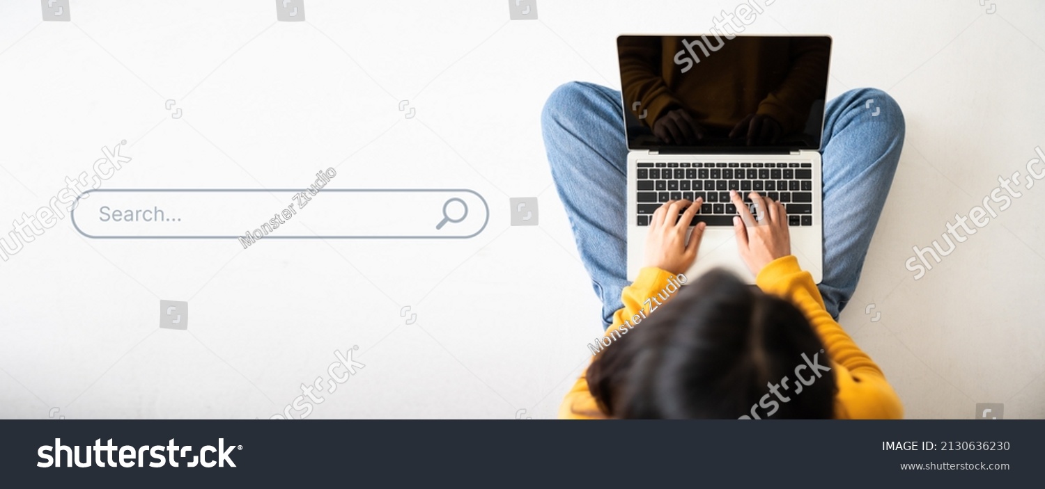 Top view of women use computer laptop to find what they are interested in. Searching information data on internet networking concept #2130636230