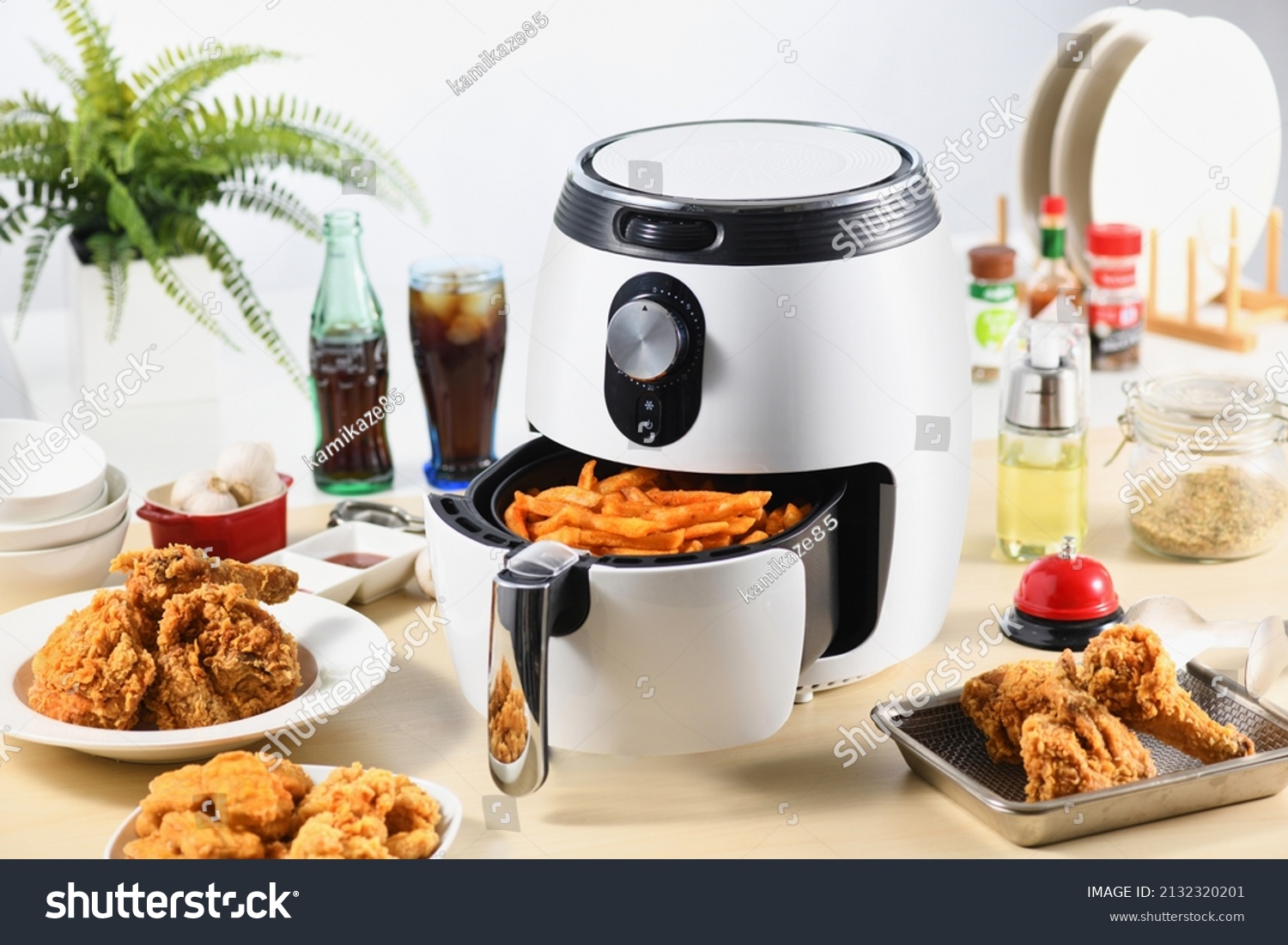 Air fryer with fried breaded chicken #2132320201