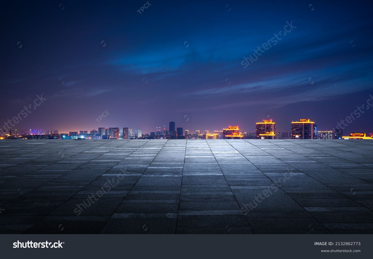 Night view of the city in front of the square #2132862773