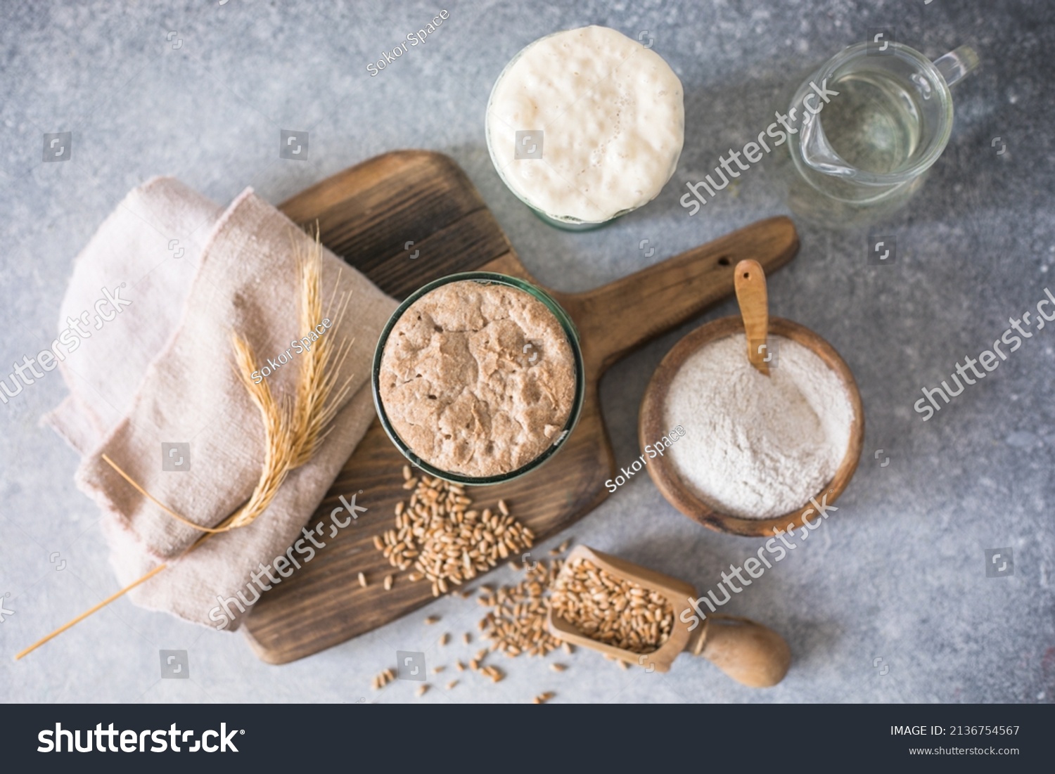 The rye and wheat leaven for bread is active. Starter sourdough ( fermented mixture of water and flour to use as leaven for bread baking). The concept of a healthy die #2136754567