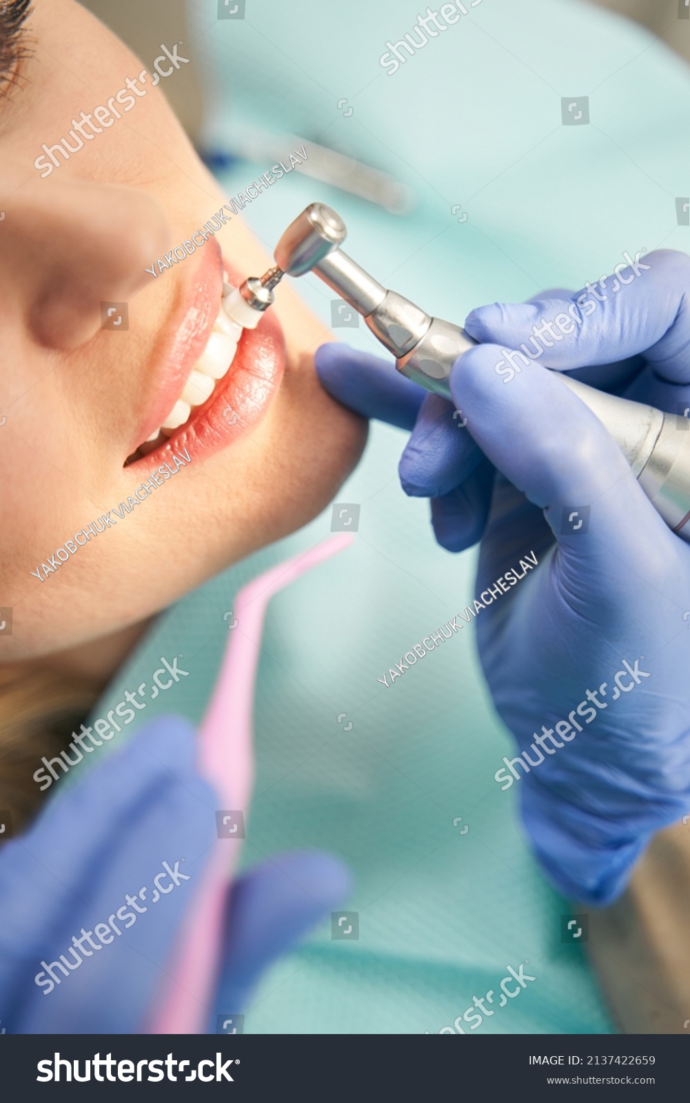 Woman having dental procedure in stomatology clinic #2137422659