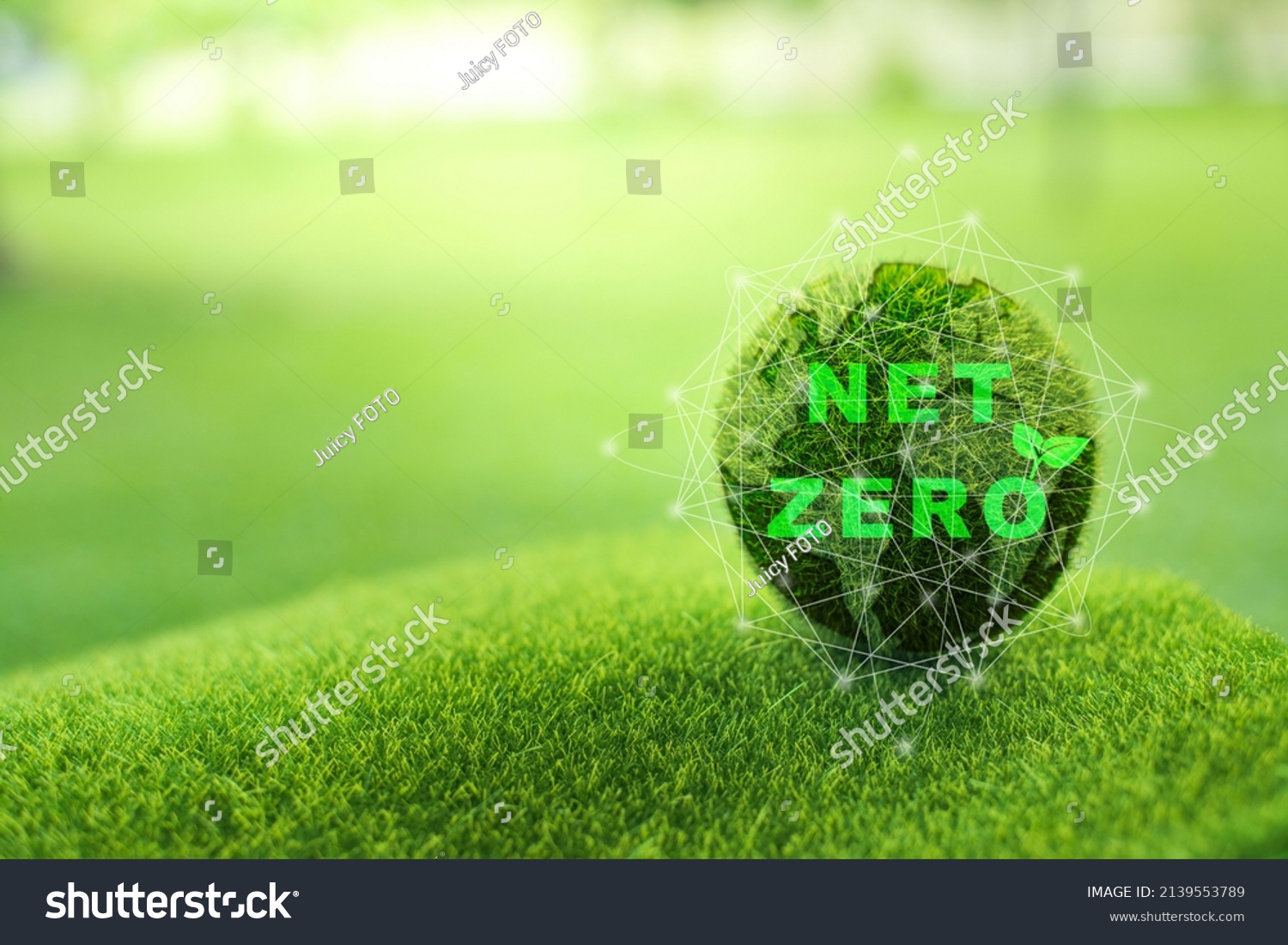 Net-Zero Emission - Carbon Neutrality concept. Close up earth on nature background. Nature Сonservation, Ecology, Social Responsibility and Sustainability. CO2 #2139553789