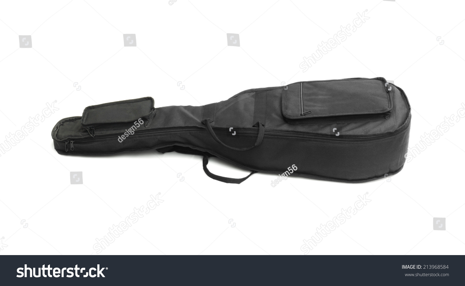 Black Guitar Carry Bag Lying On White Background #213968584