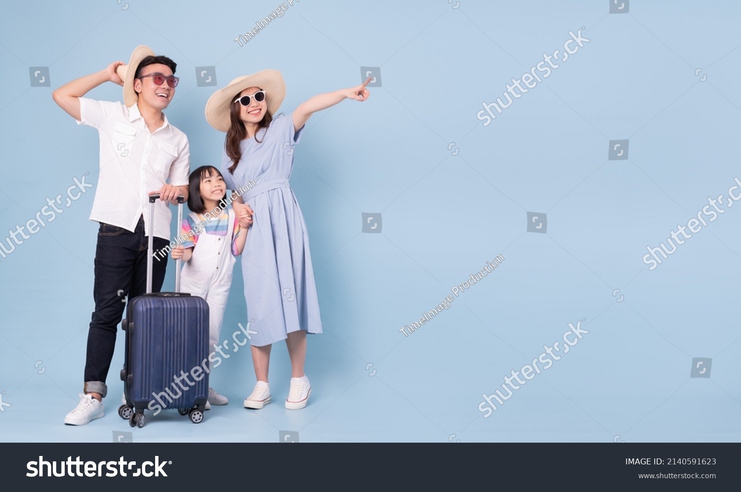 Image of young Asian family travel concept background #2140591623
