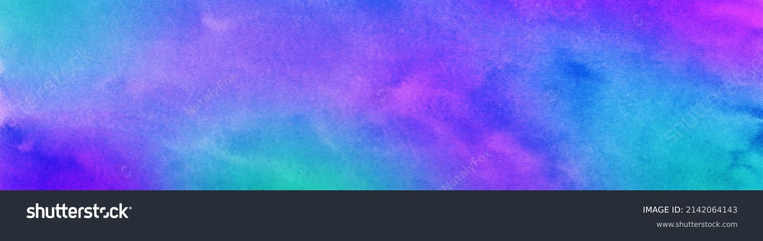 Purple blue green abstract watercolor background. Colorful art background with copy space for design. Web banner. Panoramic. Wide. Long.  Website header. #2142064143