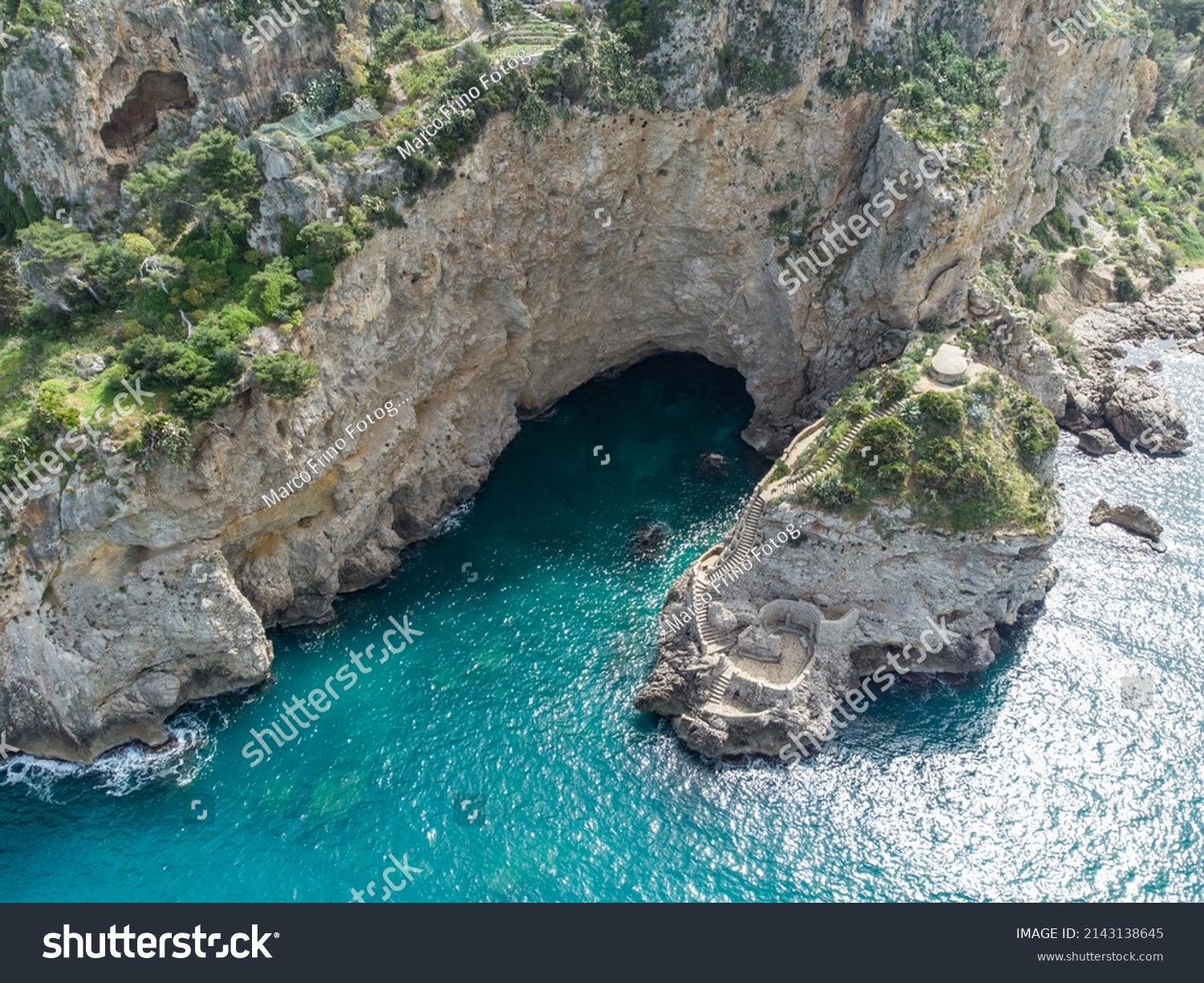 aerial photograph of grotta delle colombe in Sicily #2143138645