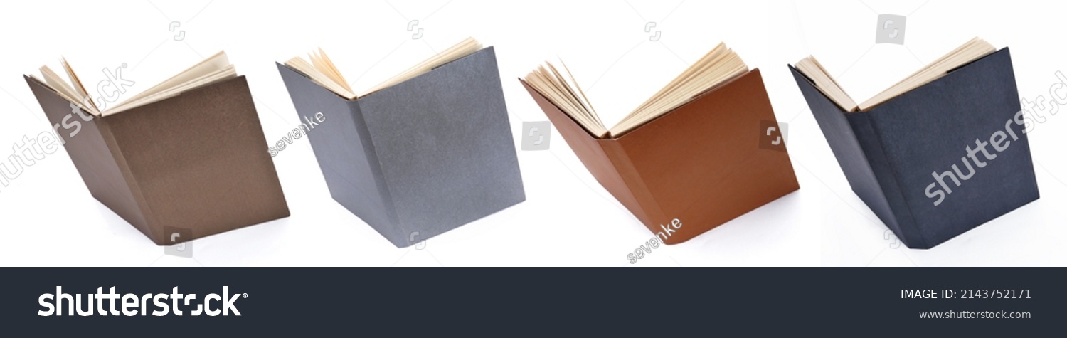 open books with cover on a white background #2143752171