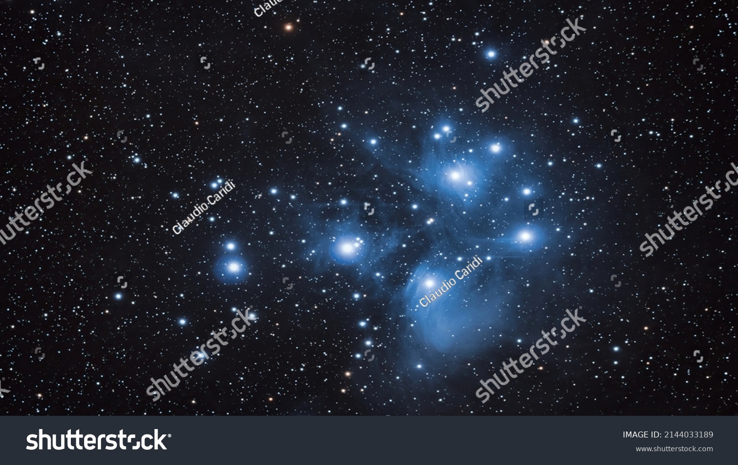 The Pleiades, open cluster in the constellation of Taurus. Elements of this picture furnished by NASA #2144033189