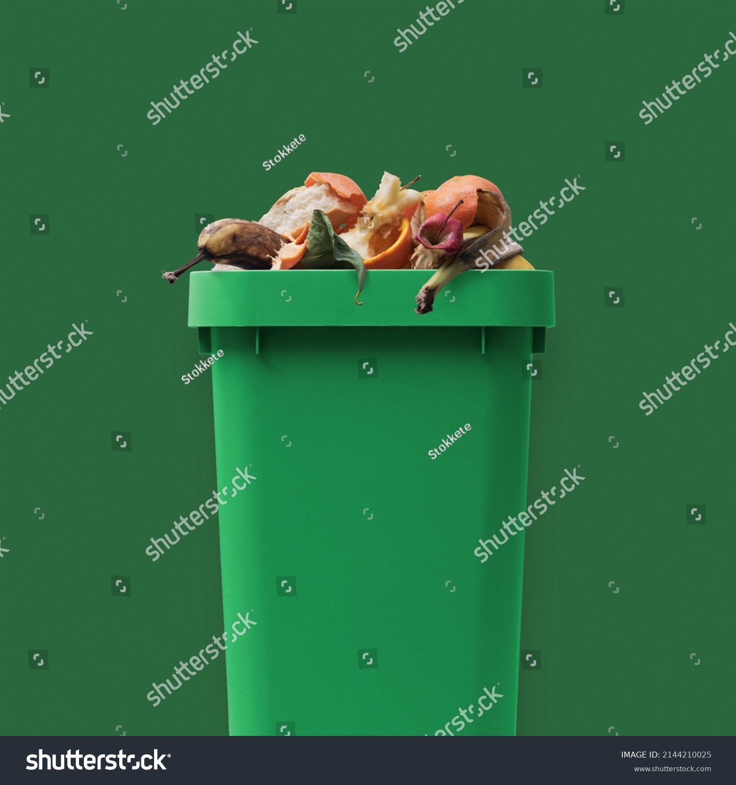 Garbage can full of organic waste, recycling and separate waste collection concept #2144210025