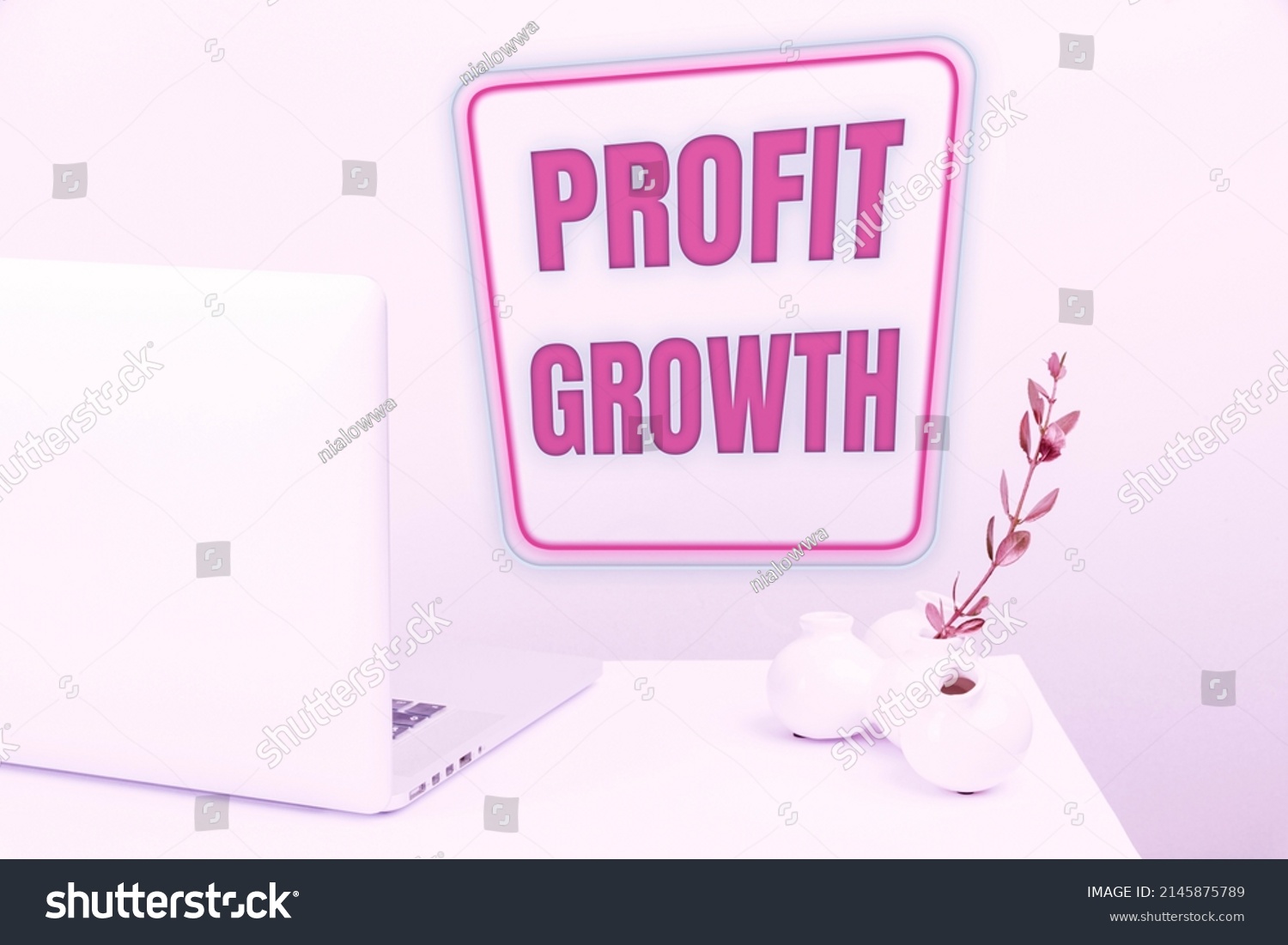 Sign displaying Profit Growth. Business overview Objectives Interrelation of Overall Sales Market Shares Tidy Workspace Setup, Writing Desk Tools Equipment, Smart Office #2145875789