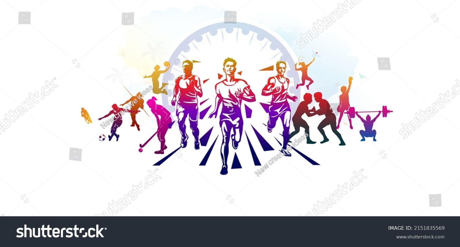 abstract vector illustration of Sports Athletics players for World Athletics Day and Sports day #2151835569