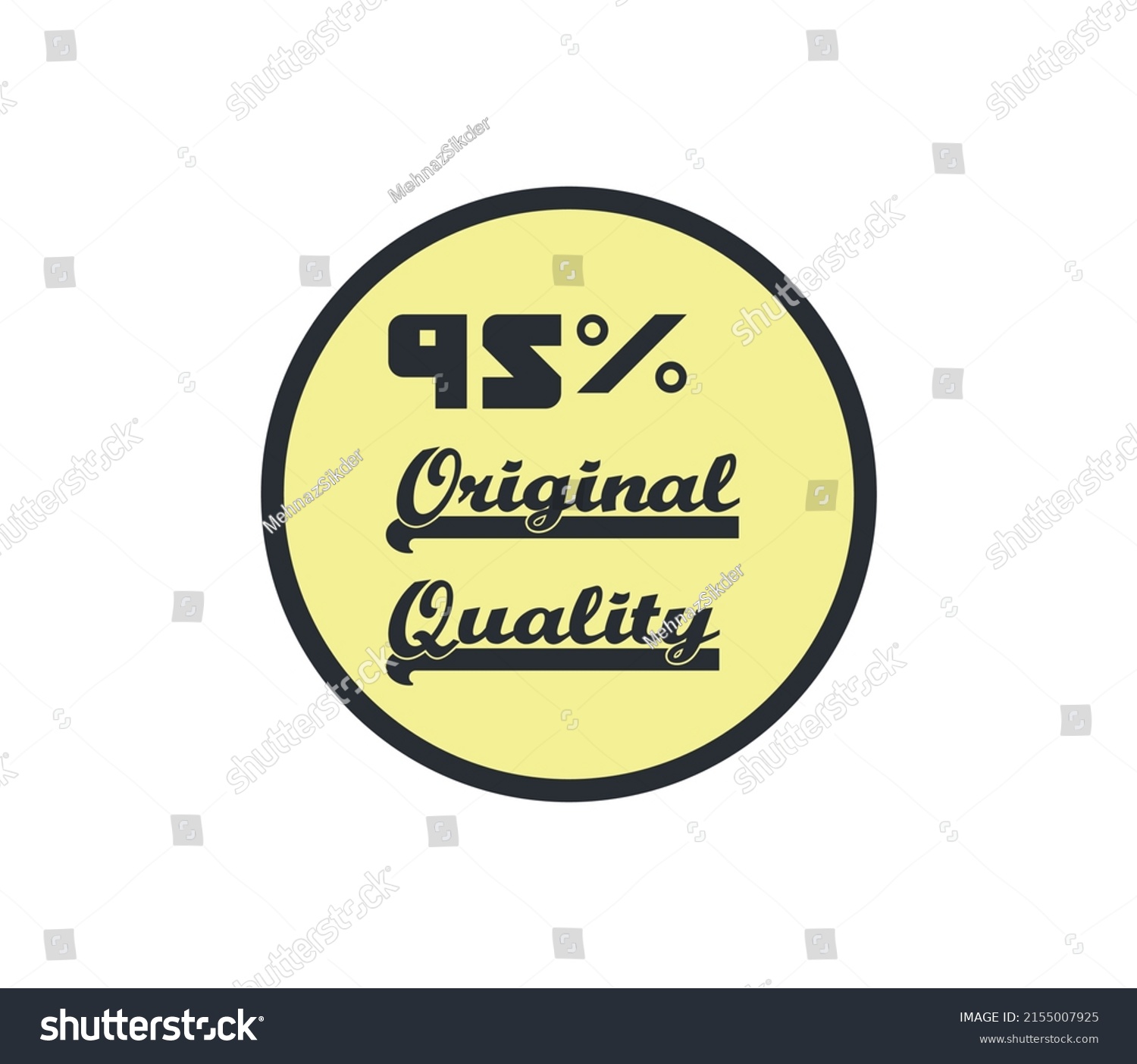 95% percentage original quality circular sign label vector art illustration with fantastic font and yellow background #2155007925