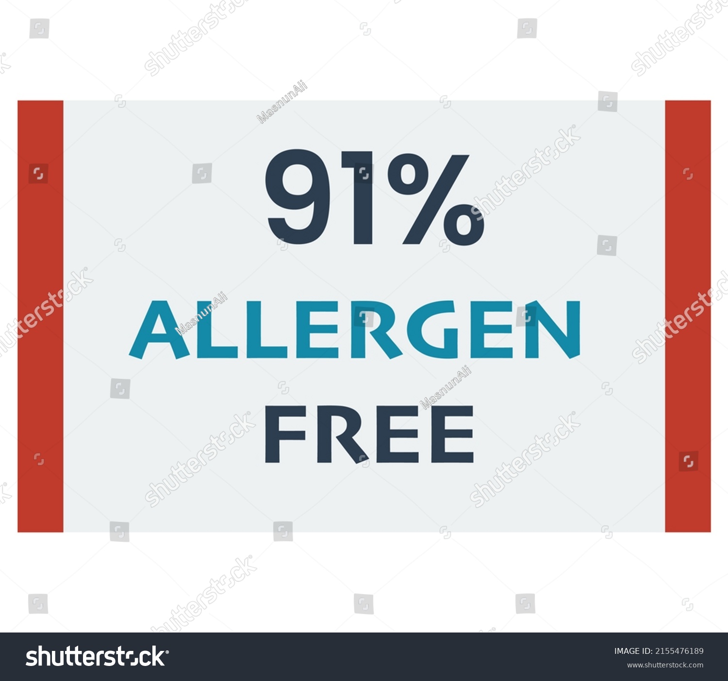 % percentage Allergen Free rectangular sign label vector art illustration with fantastic looking font and red color #2155476189