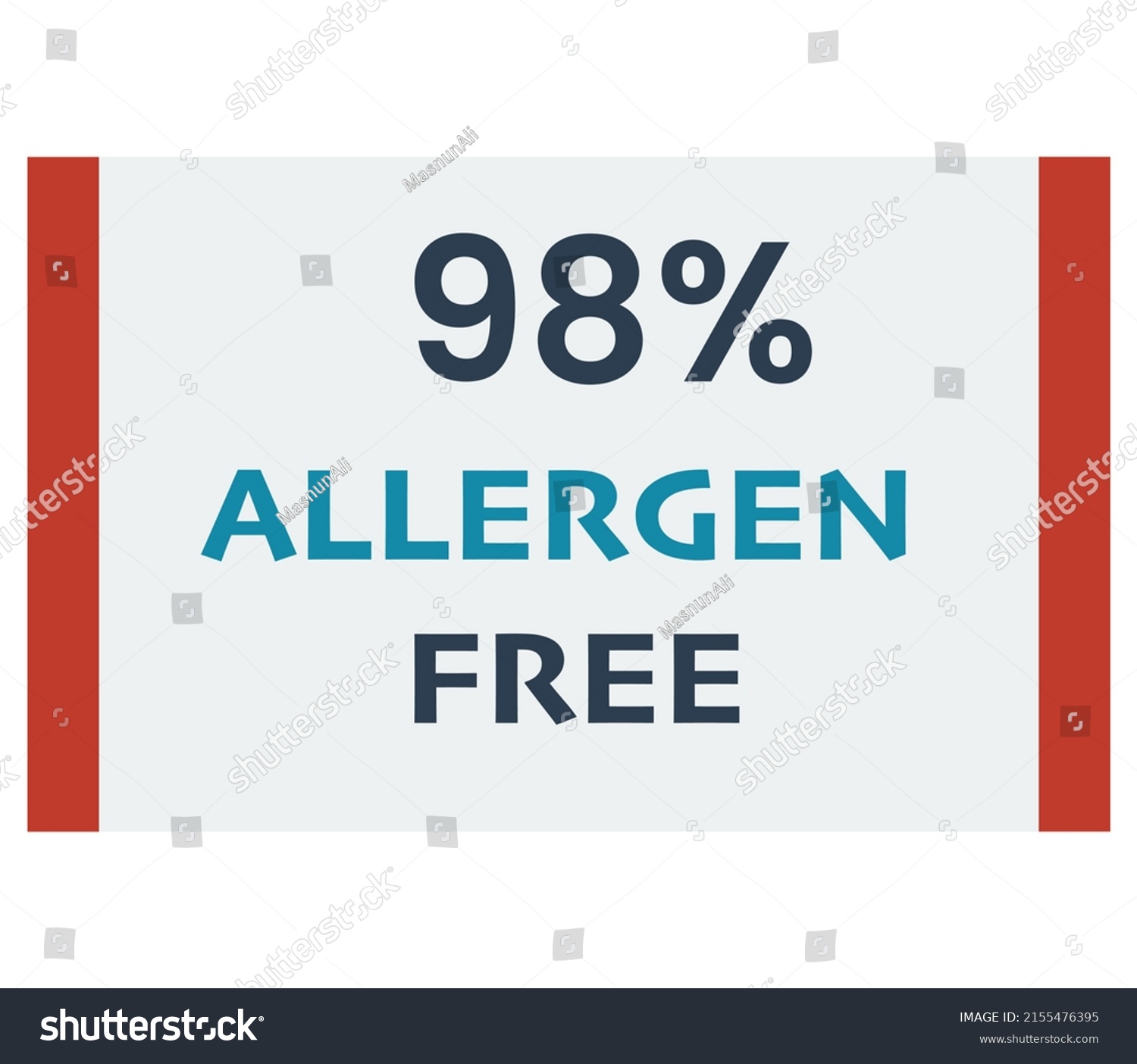 % percentage Allergen Free rectangular sign label vector art illustration with fantastic looking font and red color #2155476395