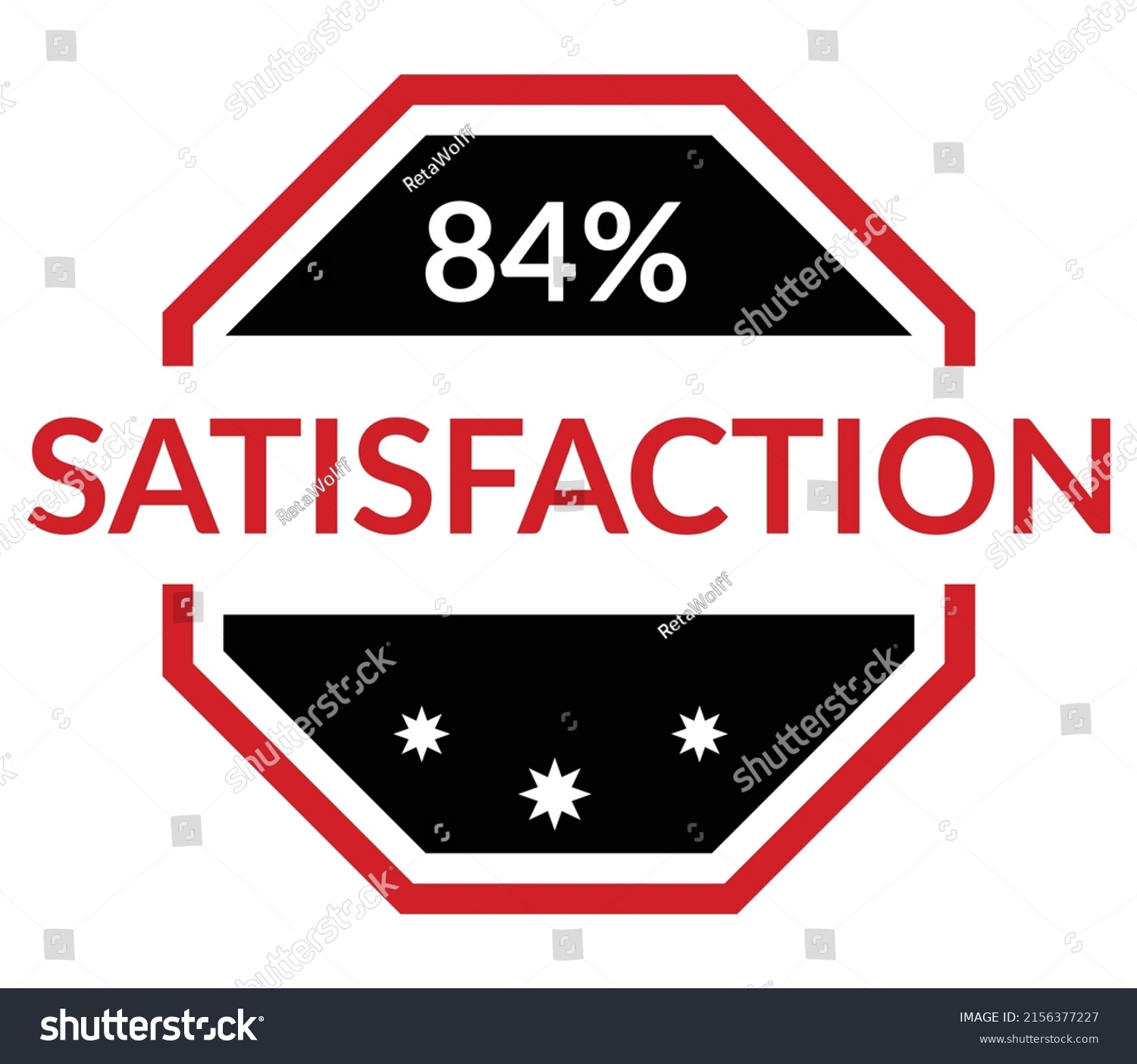% percentage Satisfaction sign label vector art illustration with fantastic font and red black color #2156377227
