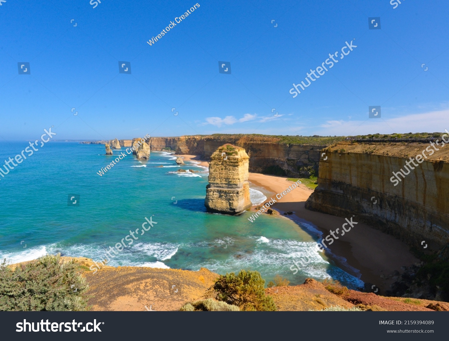 A beautiful view of Twelve Apostles rock formations, Great Ocean Road, Victoria, Australia #2159394089
