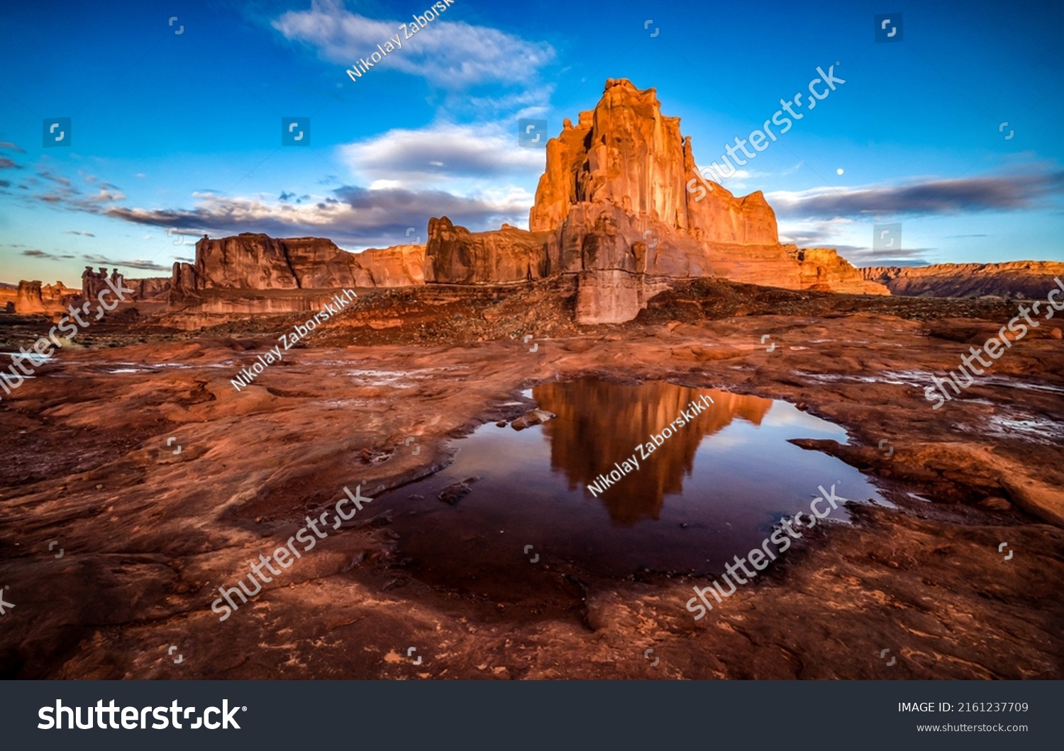 Red rock in the canyon. Beautiful red rock canyon landscape. Rock in red canyon landscape. Red rock reflection in water in canyon #2161237709