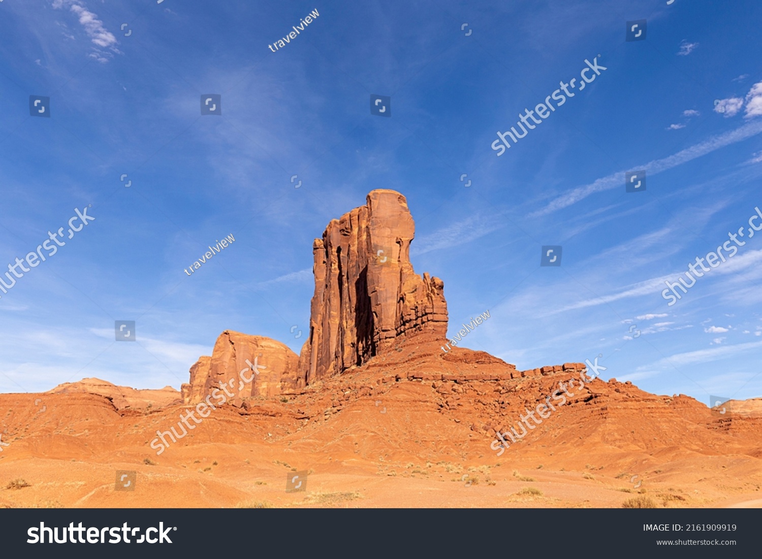 famous elephant butte in monument valley in bright sun #2161909919