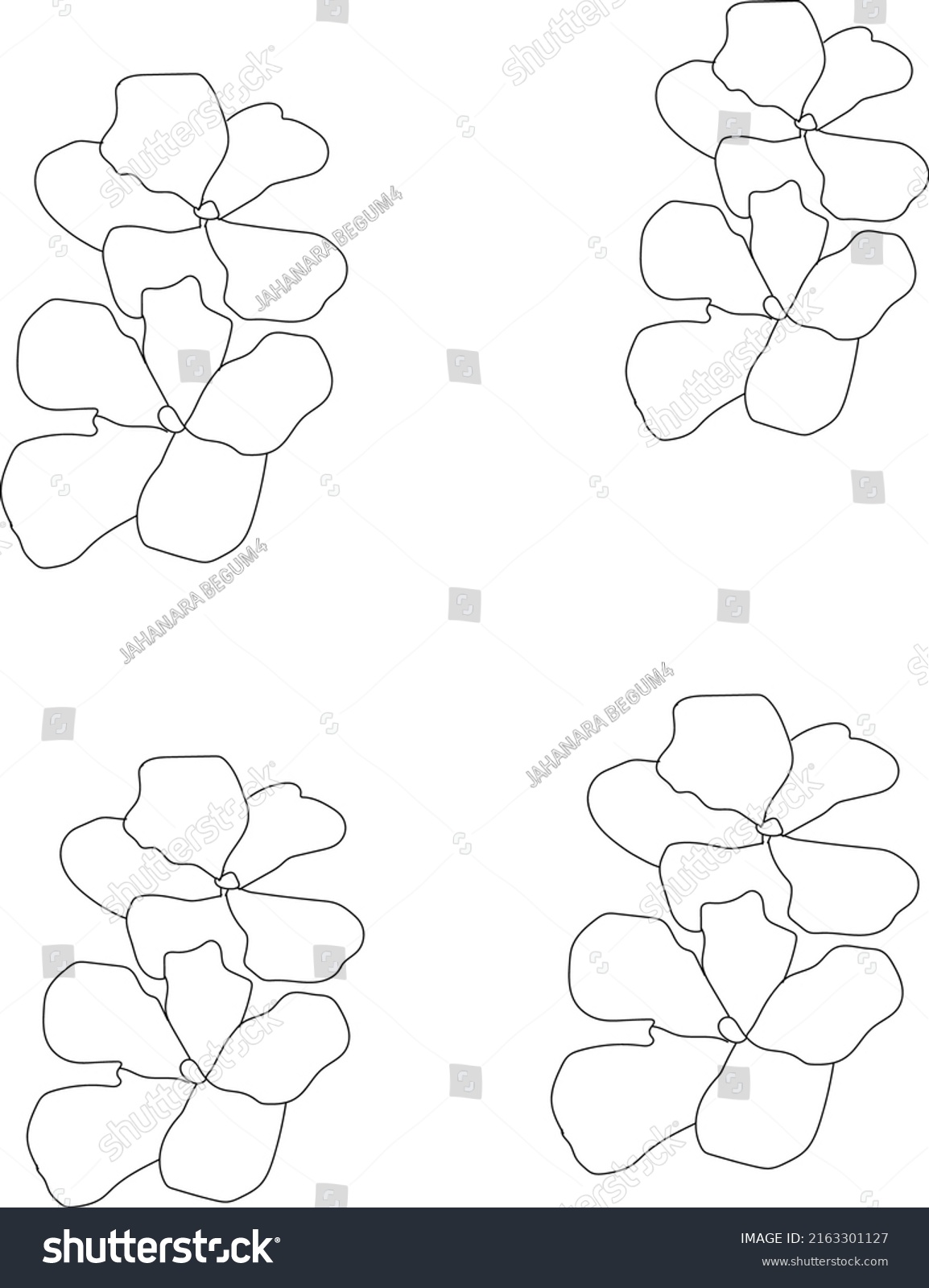 A Group of Flower Line Art Design #2163301127