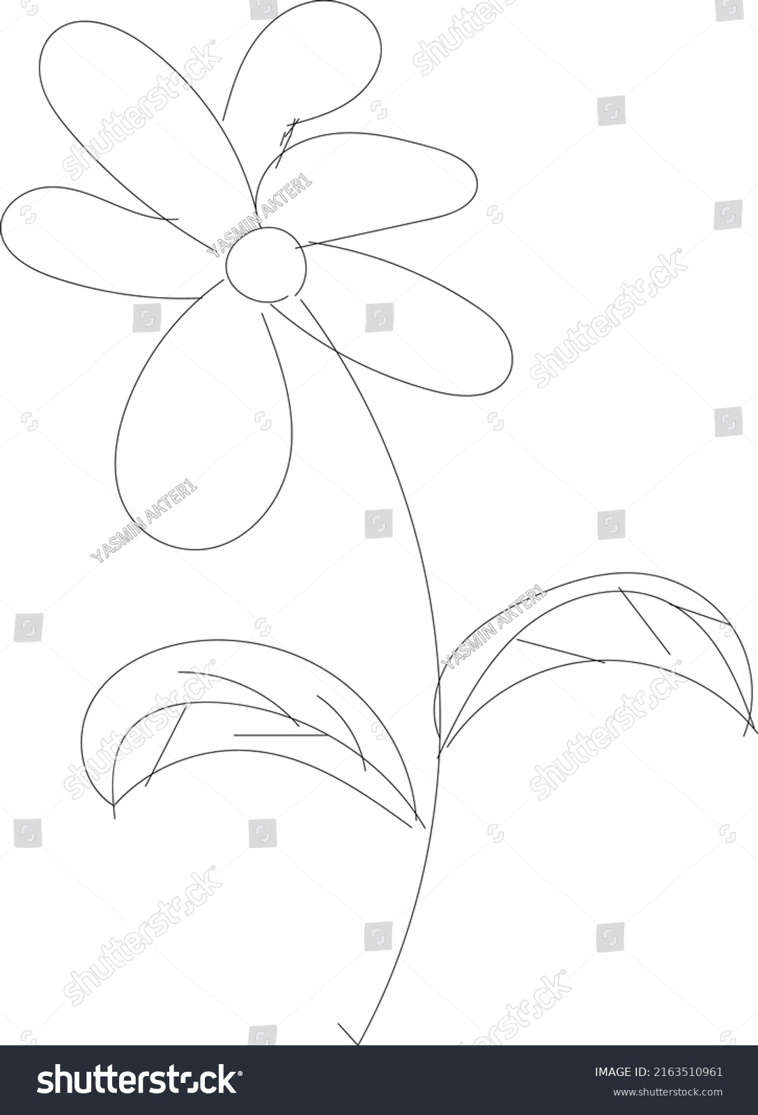 A Simple Flower Line Art Design #2163510961