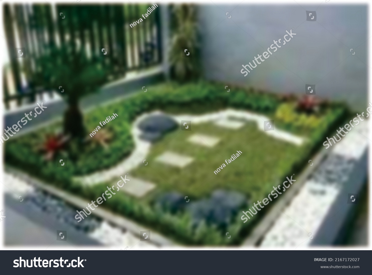 defocused abstract background of mini garden in cicalung #2167172027