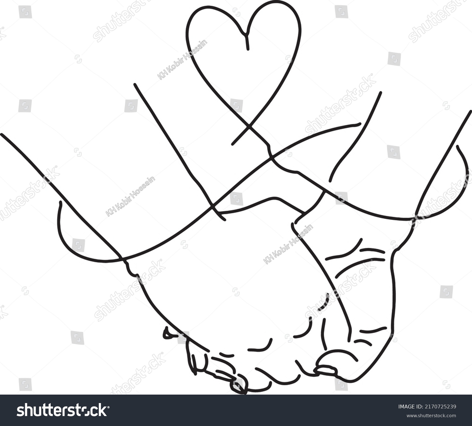 A beautiful line art love with two hands  #2170725239