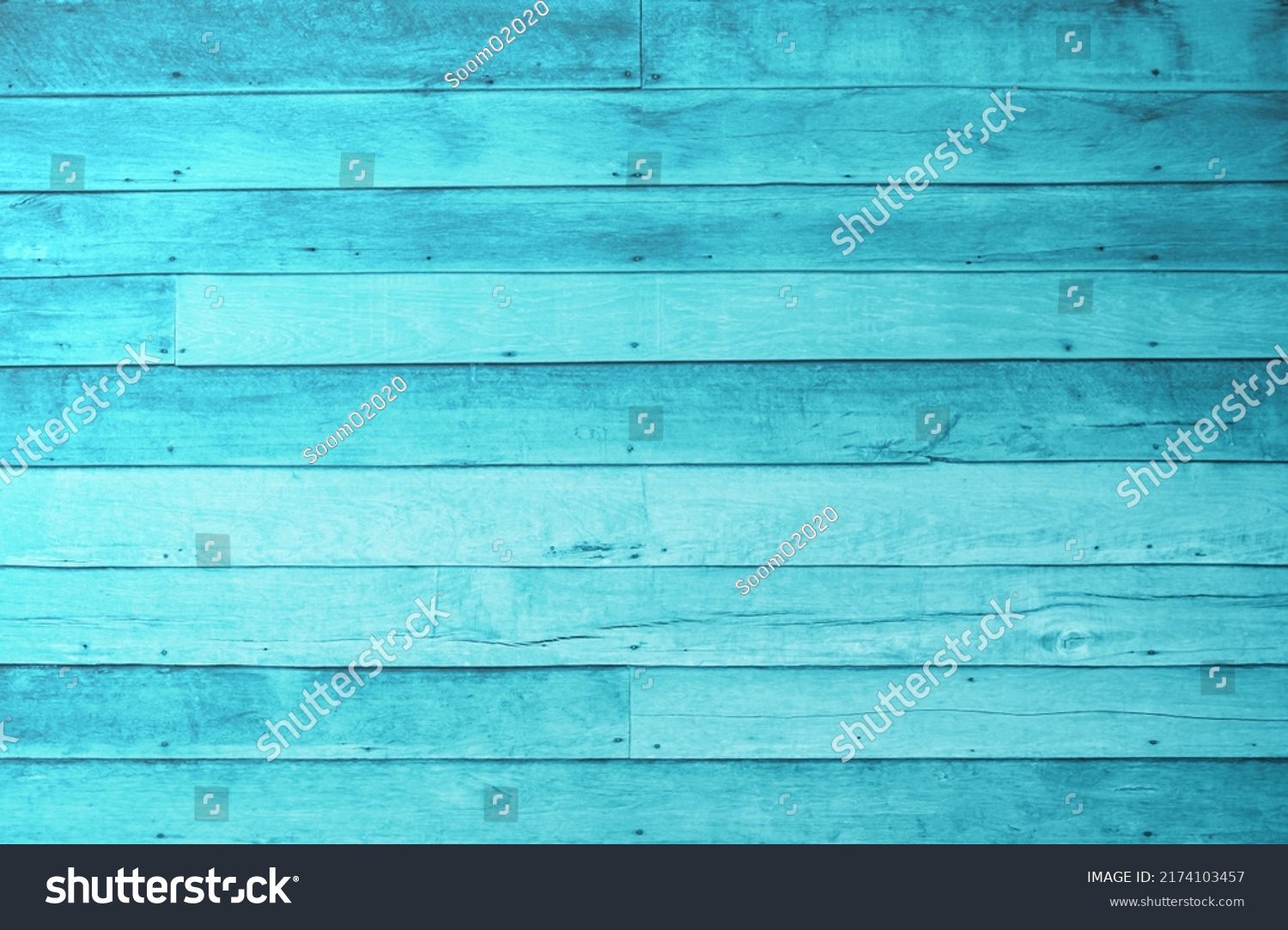 Old grunge wood plank texture background. Vintage blue wooden board wall have antique cracking style background objects for furniture design. Painted weathered peeling table woodworking hardwoods. #2174103457