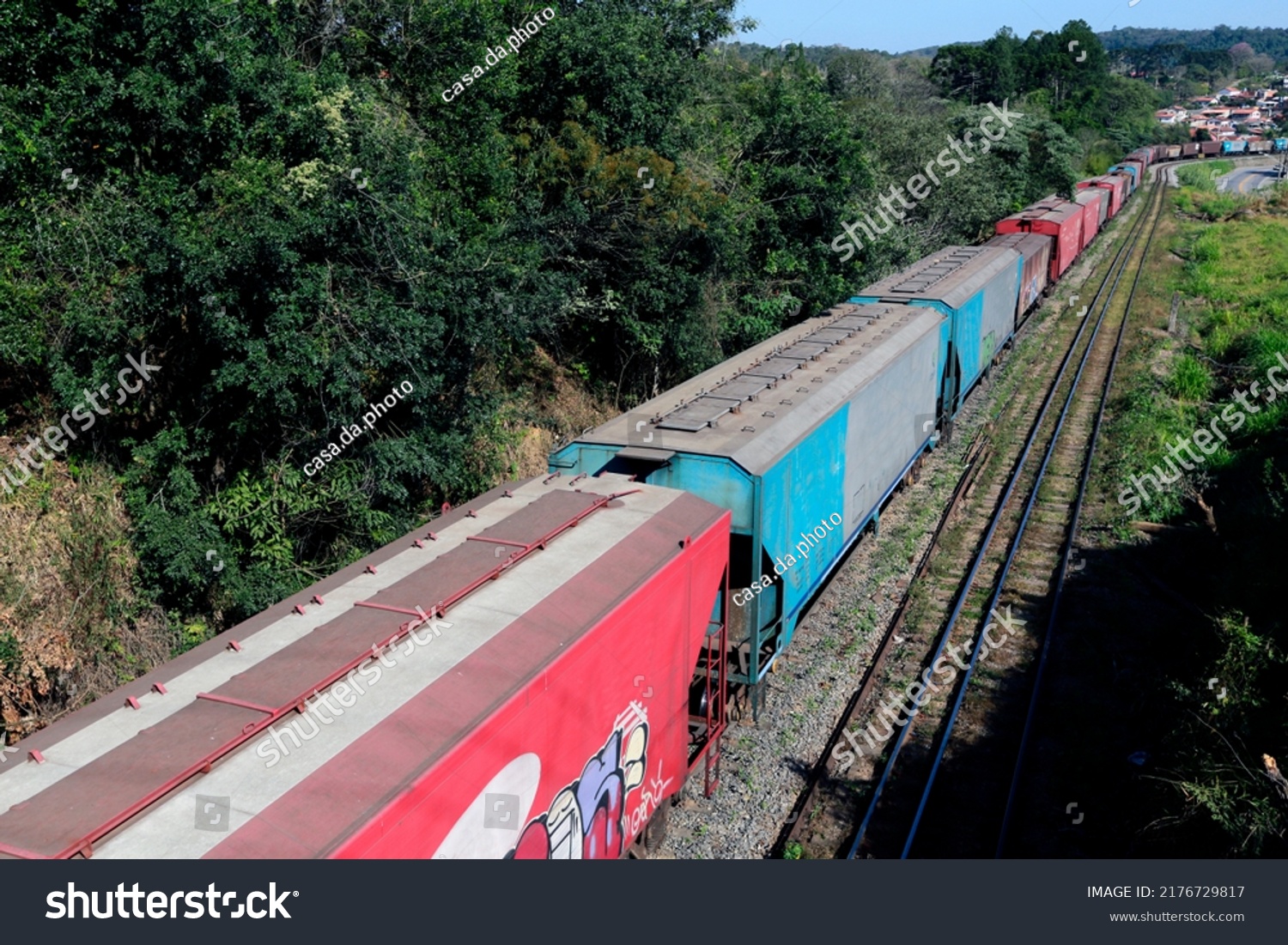 Freight train, in operation logistics. Sao Paulo state, Brazil #2176729817