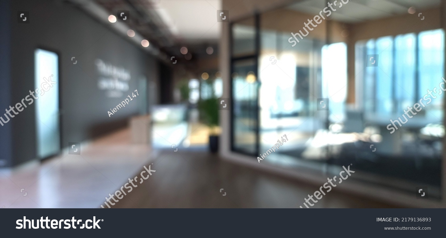 Blur focus of White open space office interior can be used as background #2179136893