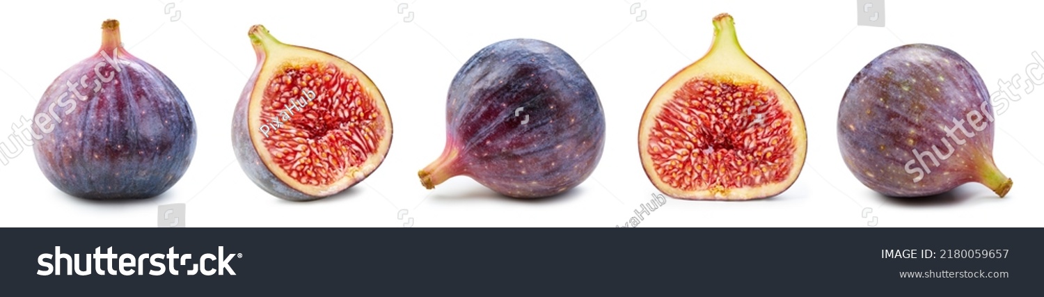 Organic fresh figs isolated on white. Collection figs Isolated on white background. With clipping path #2180059657