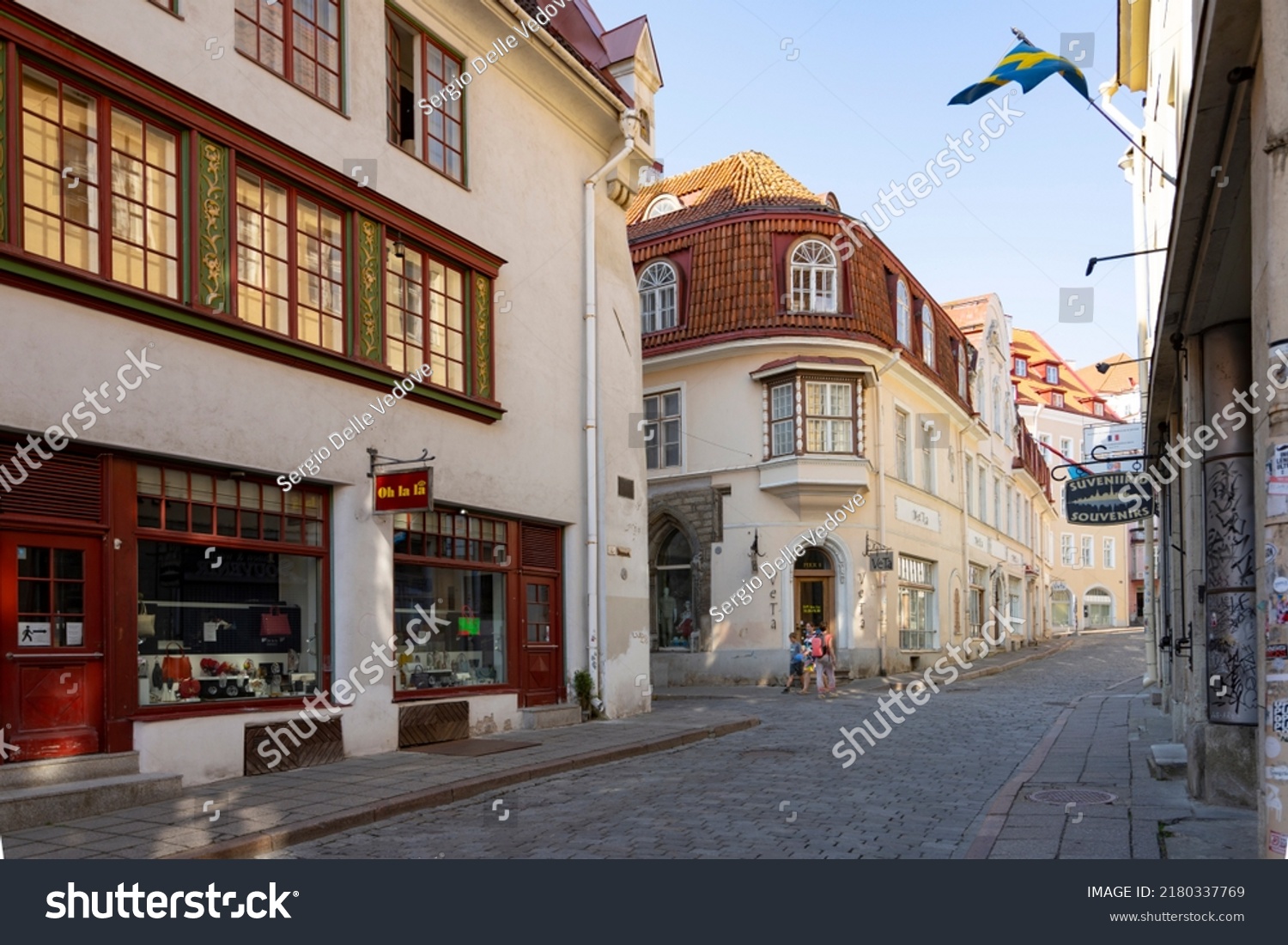 Tallinn, Estonia. July 2022.  view of the streets between the old buildings of the historic center #2180337769