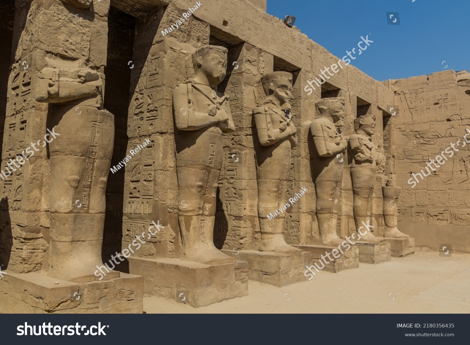 Pharaoh statues in the Amun Temple enclosure in Karnak, Egypt #2180356435