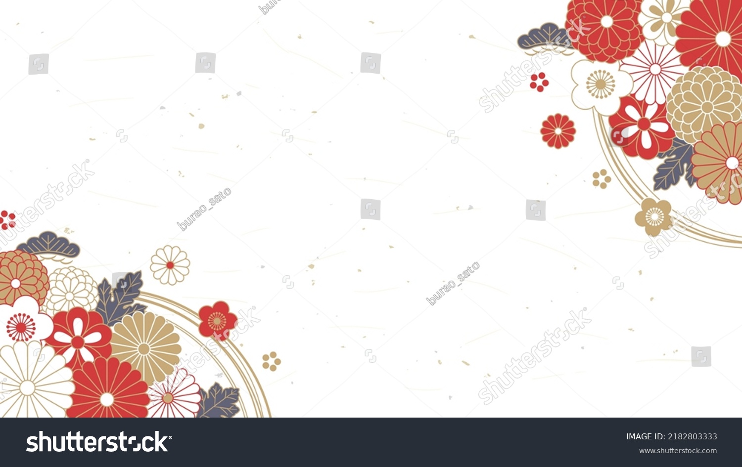 
Japanese New Year background design. plum, chrysanthemum and pine. #2182803333