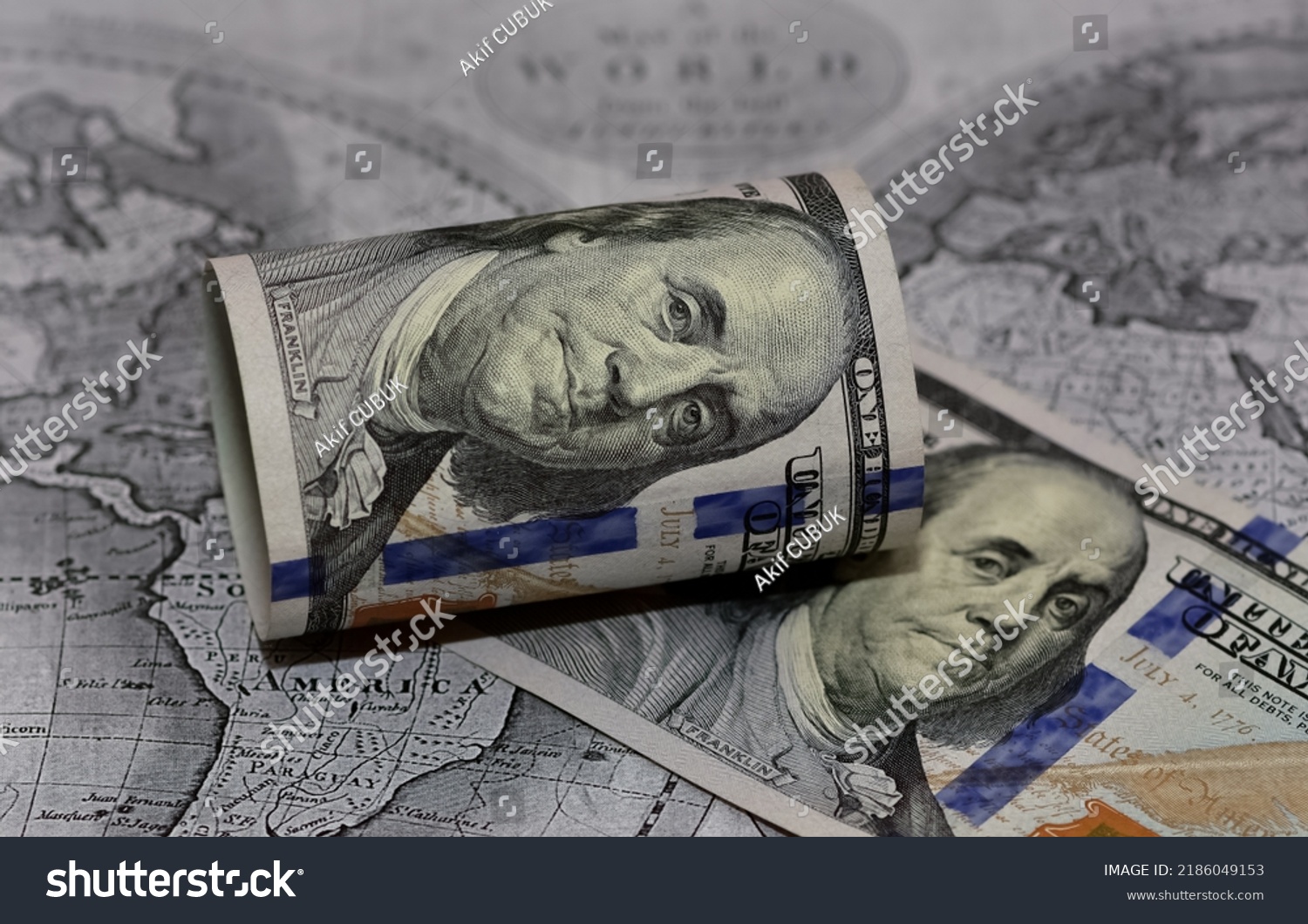 Background of dollar bills. American Dollars Cash Money. One hundred dollars, fifty dollars, ten dollars Banknotes. editorial image
 #2186049153