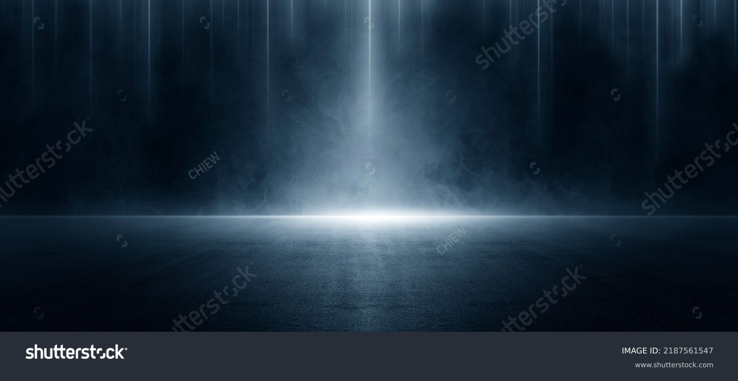 A dark empty street, dark blue background, an empty dark scene, neon light, spotlights The asphalt floor and studio room with smoke float up the interior texture. night view #2187561547
