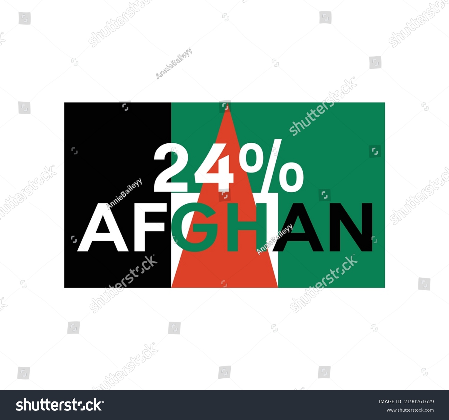24% Afghan sign label vector art illustration with stylish looking font and white, green and black color with black, pink and green background #2190261629