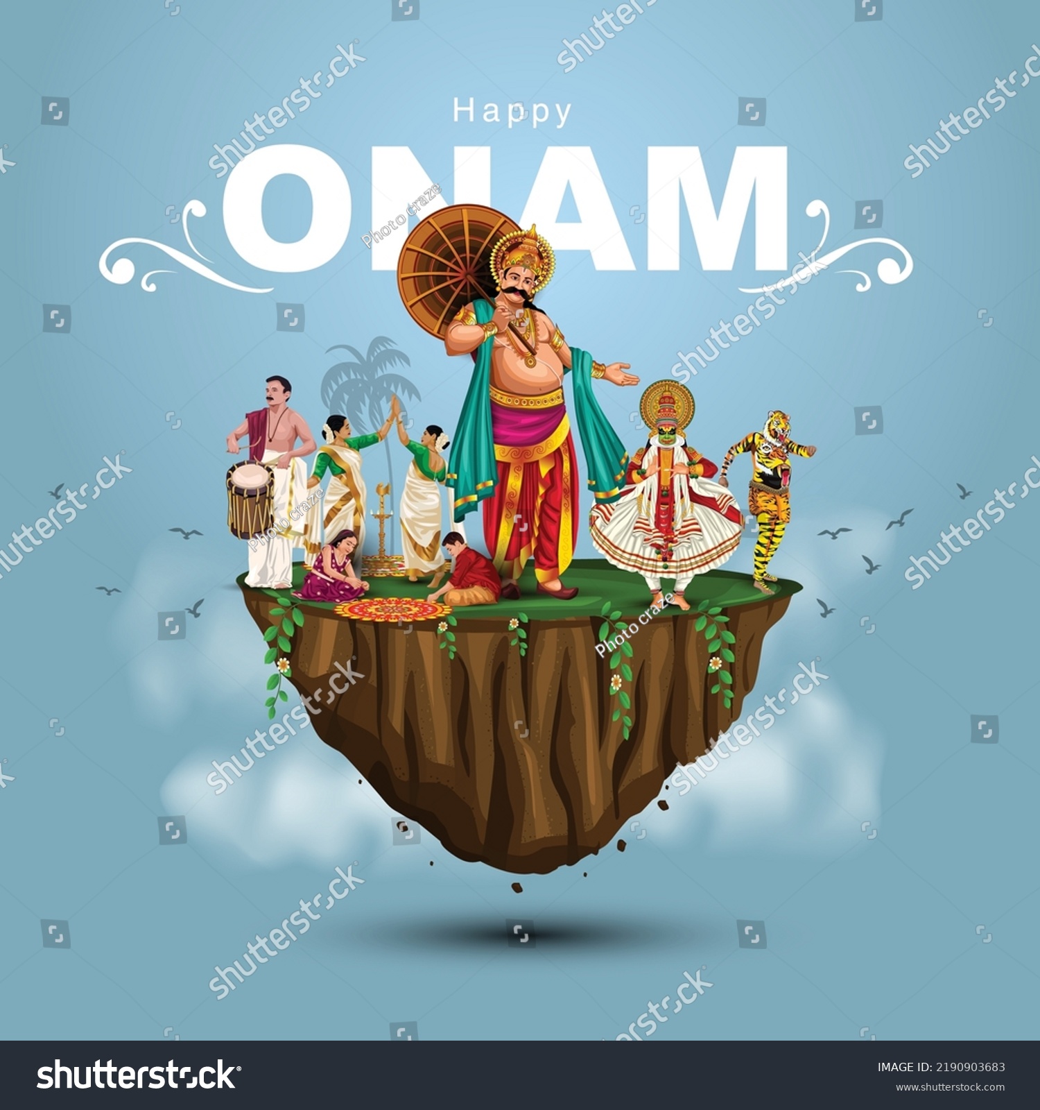 south Indian Kerala festival happy onam greetings background. editable vector illustration design	 #2190903683