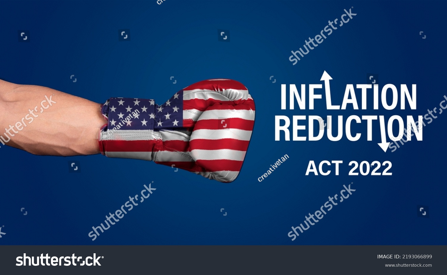 Inflation reduction act of 2022 with boxing gloves American flag theme. #2193066899