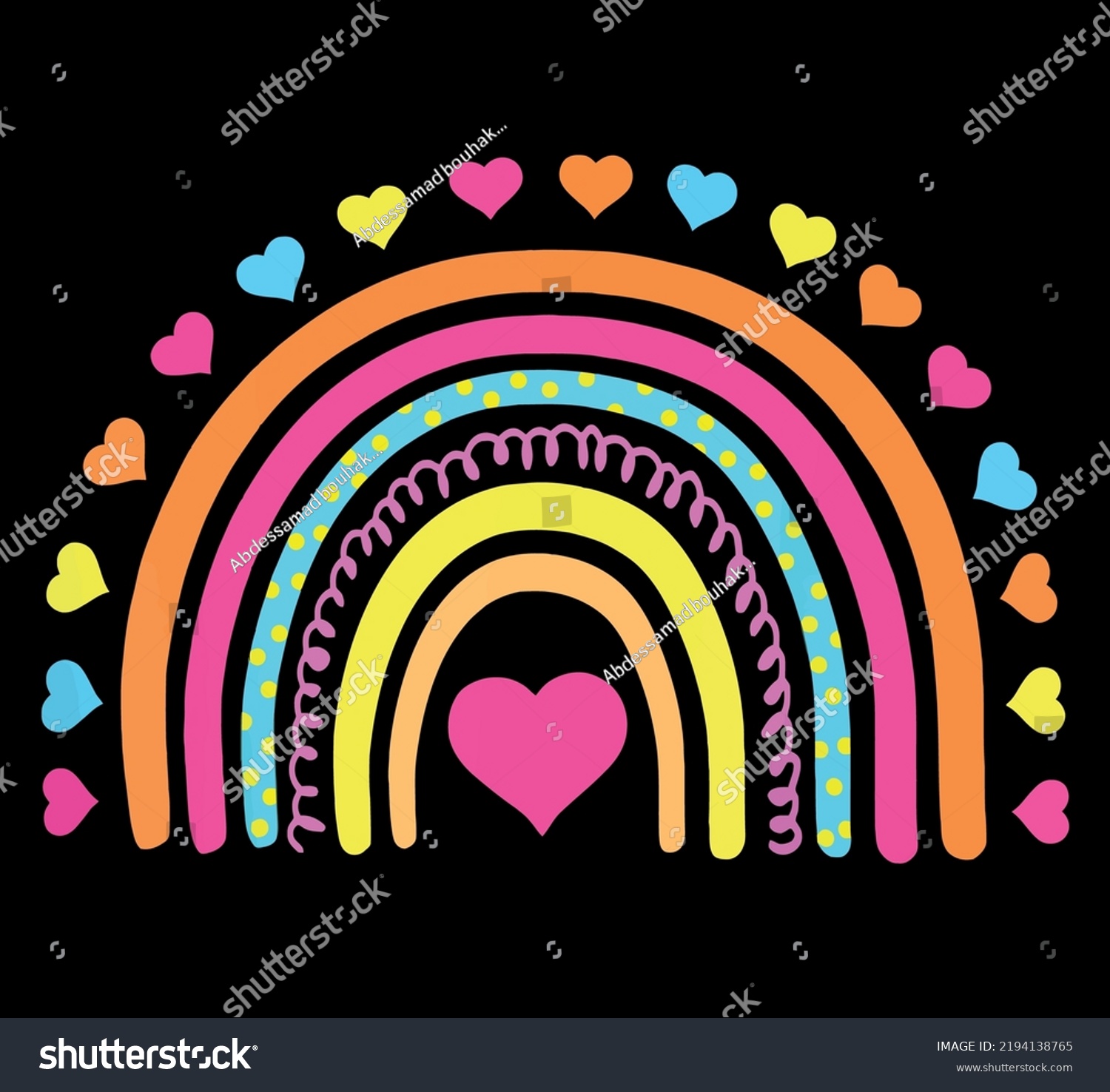 Cute Illustrated Boho Rainbow Heart #2194138765