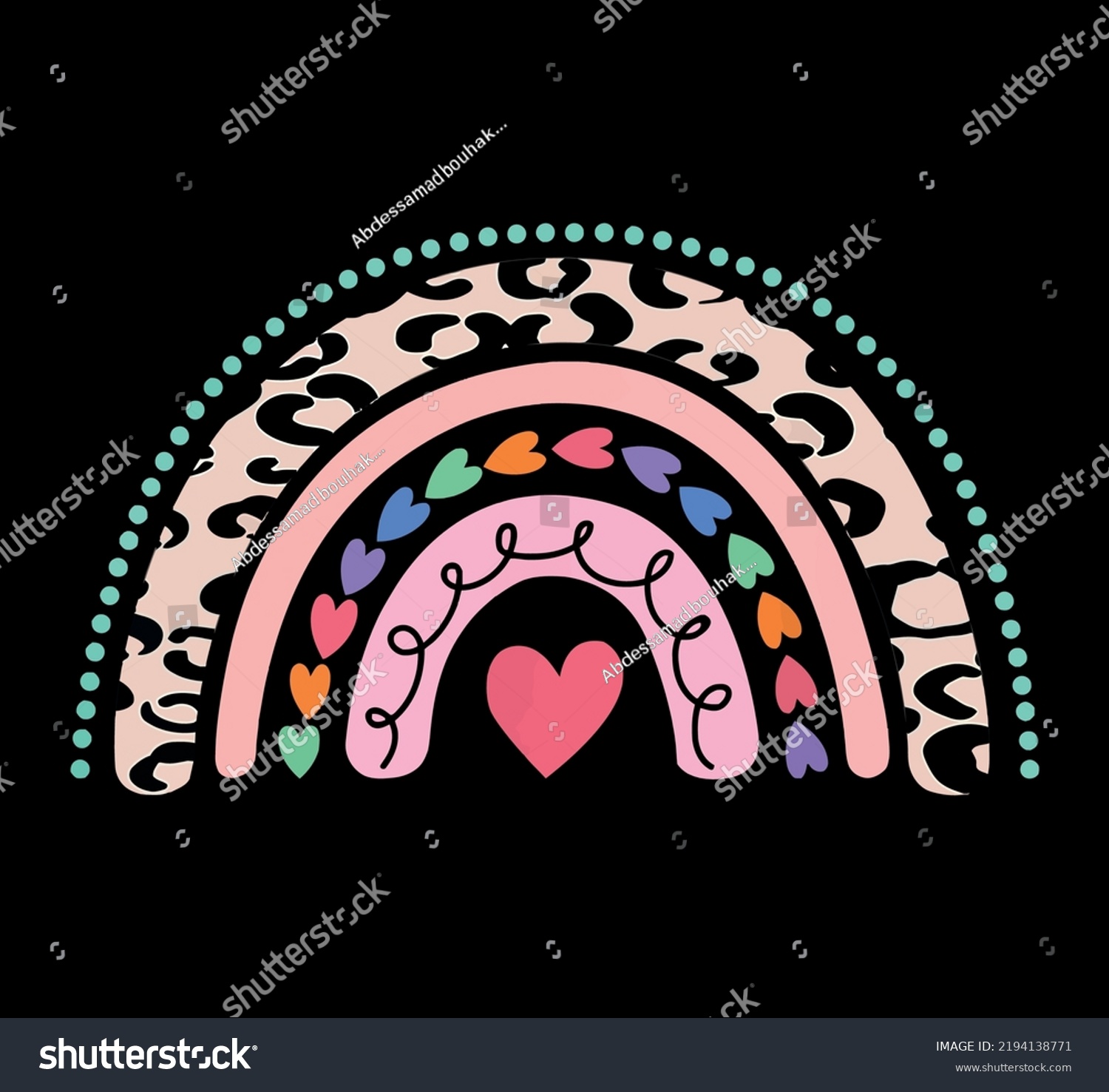 Cute Illustrated Boho Rainbow Heart #2194138771