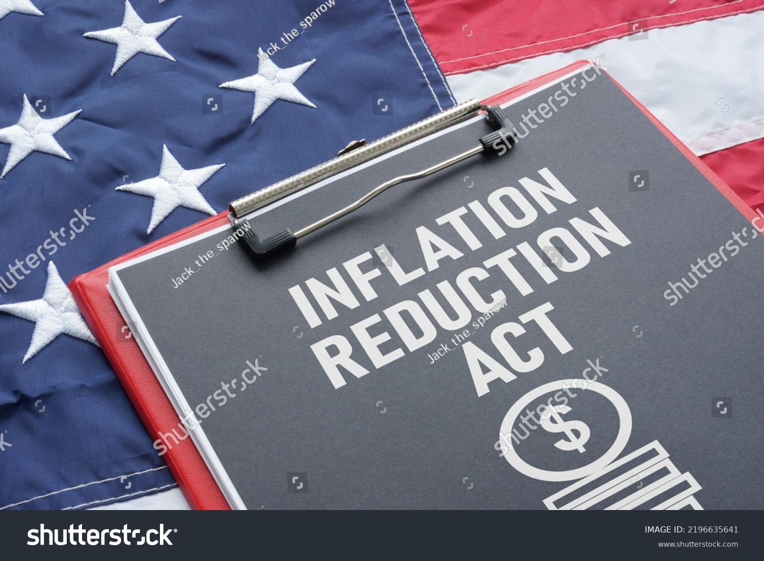 Inflation Reduction Act is shown using a text and the US flag #2196635641