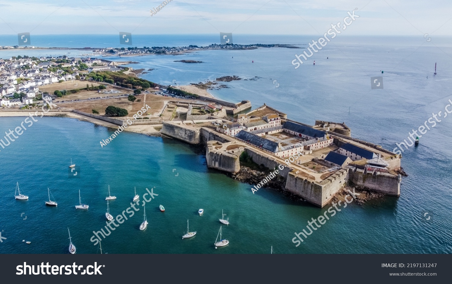 Aerial view of the citadel of Port-Louis in Morbihan, France, modified by Vauban in the 17th century to protect the port of Lorient in the south of Brittany #2197131247
