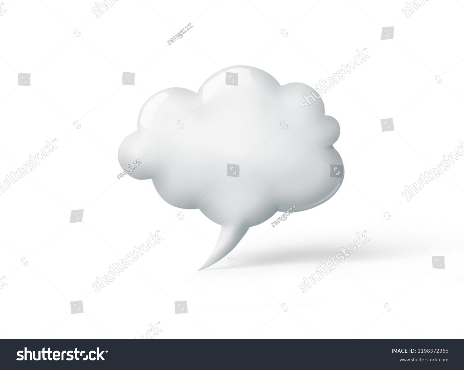 3d render of a cloud in shape of the speech bubble cut out with no background  #2198372365