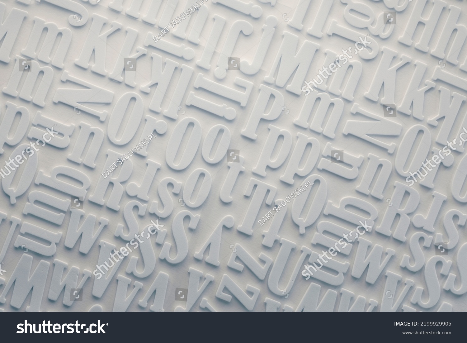 white alphabe letter background overhead view #2199929905